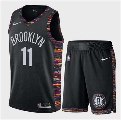 Men's Brooklyn Nets #11 Kyrie Irving Black NBA 2019 Stitched Jersey(With Shorts)